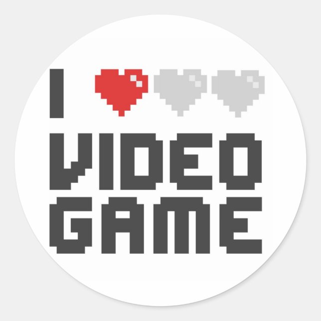 I Liebe Video Game Runder Aufkleber (Vorderseite)