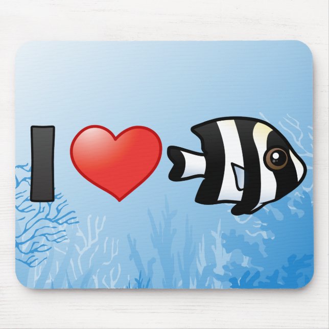 I Liebe Vier Streifen Damselfish Mousepad (Vorne)