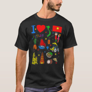 I Liebe Vietnam Handgezeichnete vietnamesische Seh T-Shirt