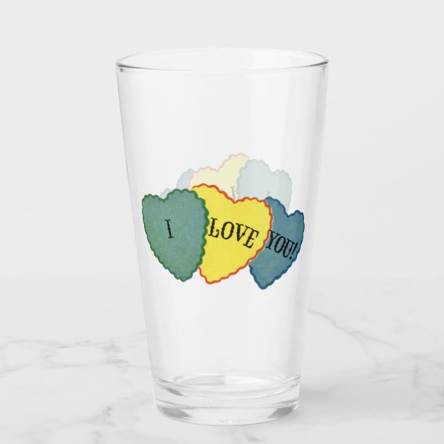 I Liebe Vintag Candy Valentine Glas (Rückseite)