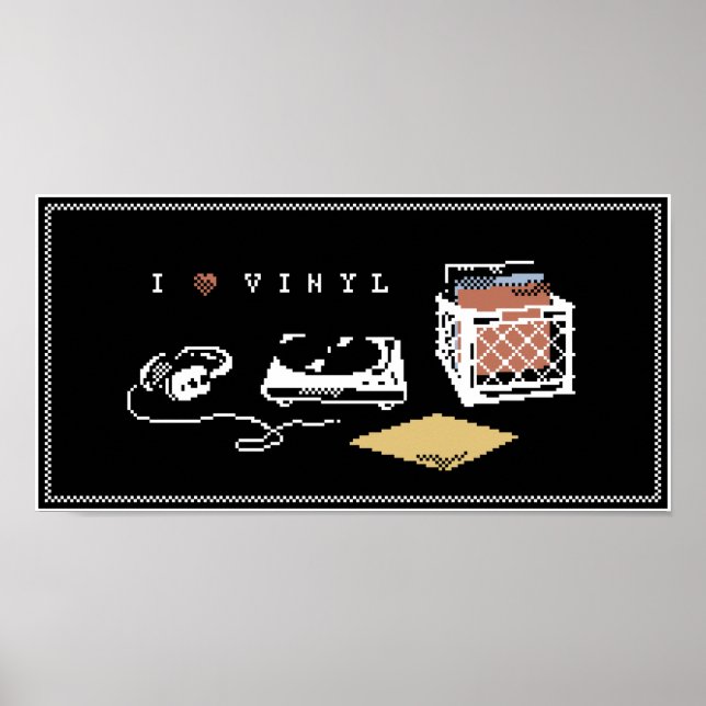 I Liebe Vinyl Pixel Art Poster (Vorne)