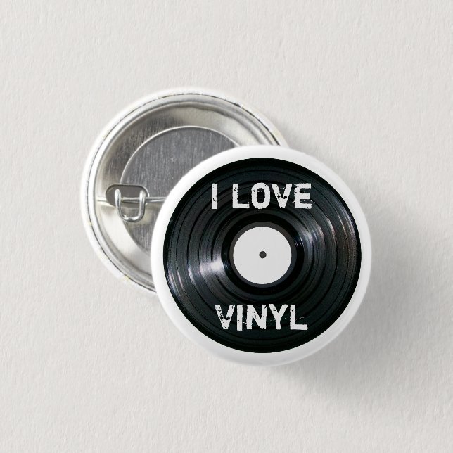 I Liebe Vinyl Record Button (Vorne & Hinten)