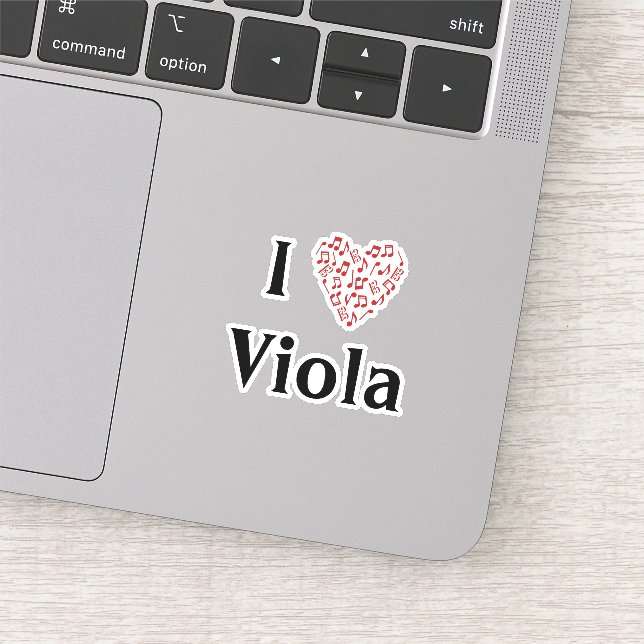 I Liebe Viola Alto Clef Rotes Herz Musiknoten Aufkleber (Ausschnitt)