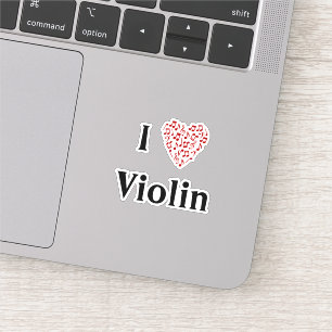 I Liebe Violin Rotes Herz Musiknoten Vinyl Aufkleber