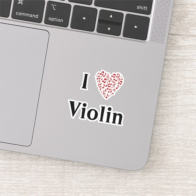I Liebe Violin Rotes Herz Musiknoten Vinyl Aufkleber (Ausschnitt)