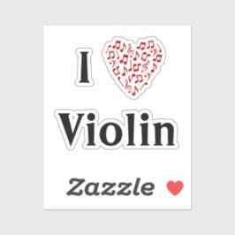 I Liebe Violin Rotes Herz Musiknoten Vinyl Aufkleber