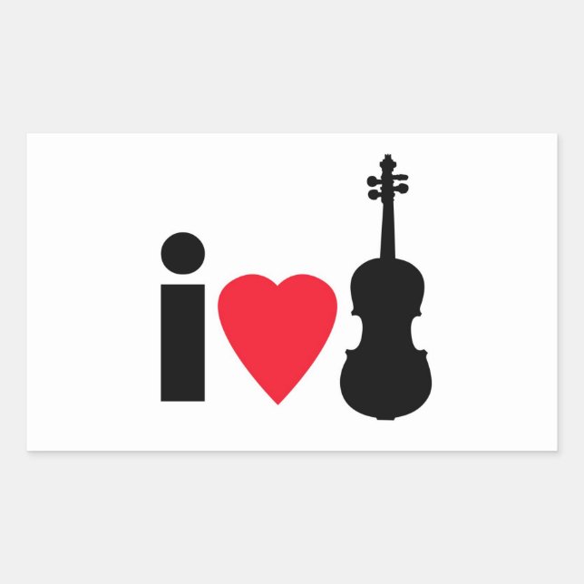 I Liebe Violinsticker Rechteckiger Aufkleber (Vorderseite)