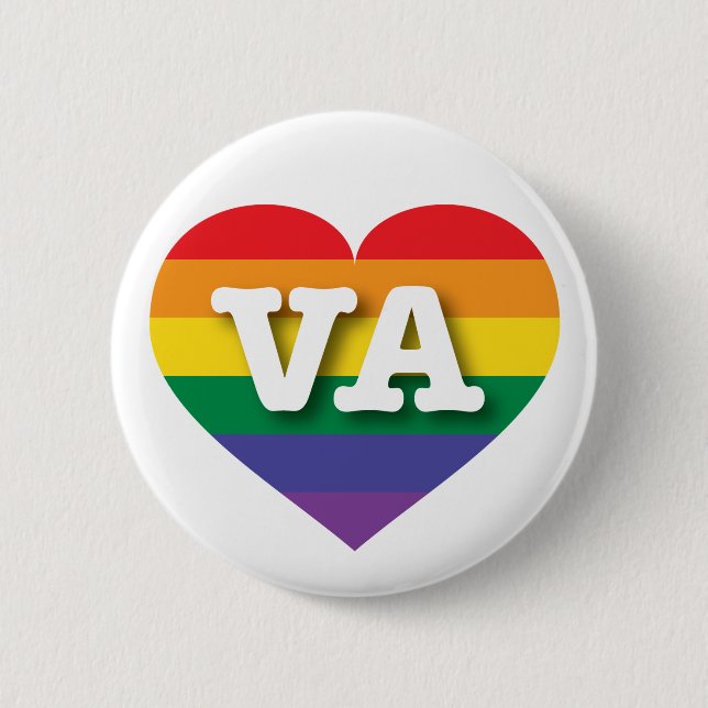 I Liebe Virginia Gay Pride Rainbow Heart Button (Vorderseite)