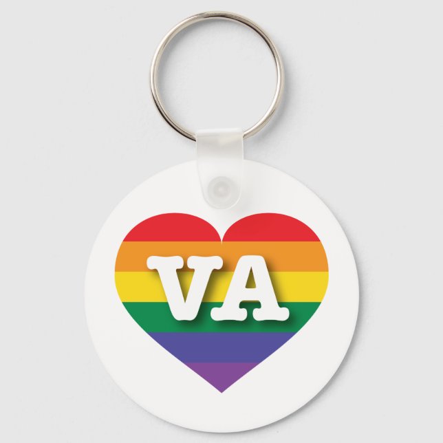 I Liebe Virginia Rainbow Heart Schlüsselanhänger (Vorderseite)