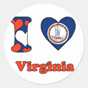 I Liebe Virginia Runder Aufkleber
