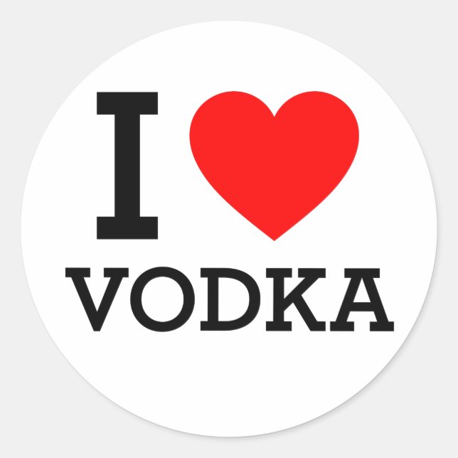 I Liebe Vodka Runder Aufkleber (Vorderseite)