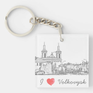 I Liebe Volkovysk Belarus Architektur Kathedrale Schlüsselanhänger