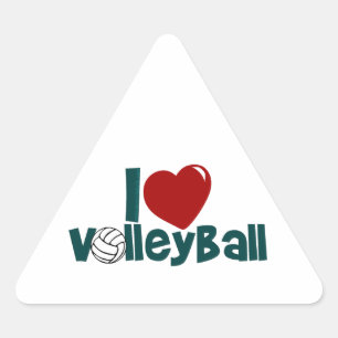 I Liebe-Volleyball Dreieckiger Aufkleber