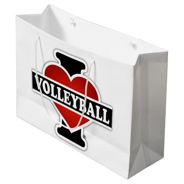 I Liebe-Volleyball Große Geschenktüte (Vorderseite Schrägansicht)