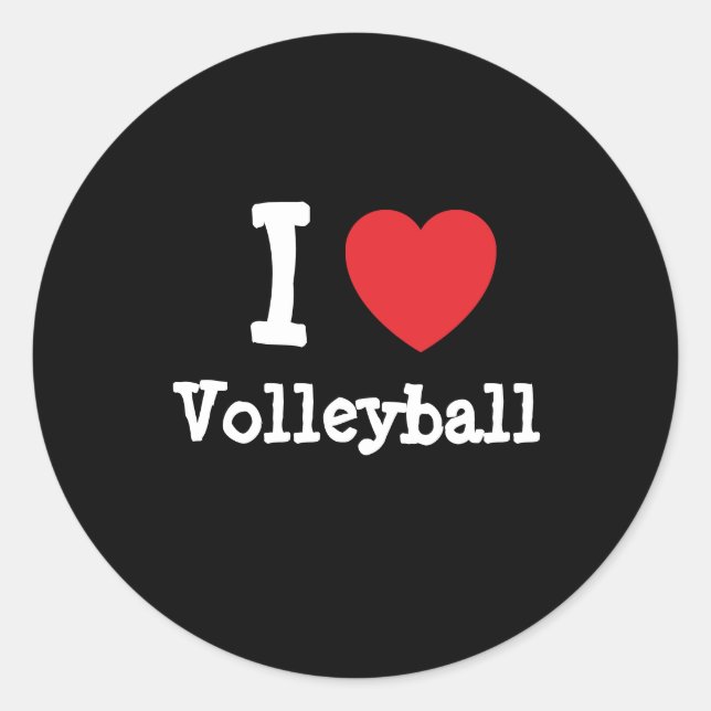 I Liebe Volleyball Herz Brauch personalisiert Runder Aufkleber (Vorderseite)
