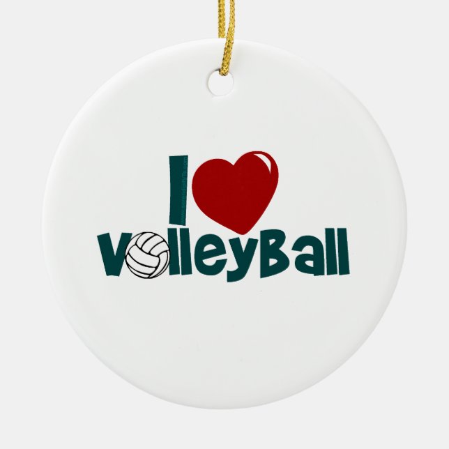I Liebe Volleyball Keramik Ornament (Vorne)