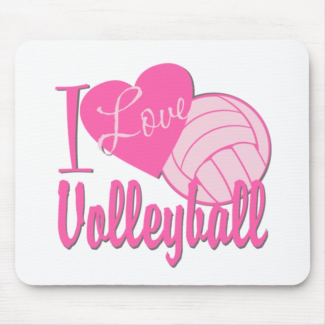 I Liebe Volleyball Pink Mousepad (Vorne)