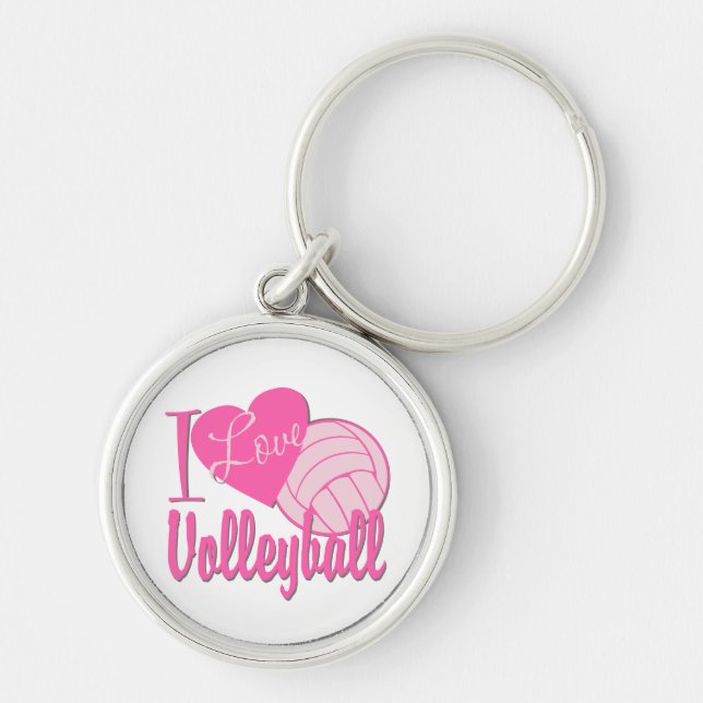 I Liebe Volleyball Pink Schlüsselanhänger (Vorne)