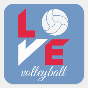 I Liebe Volleyball Quadratischer Aufkleber