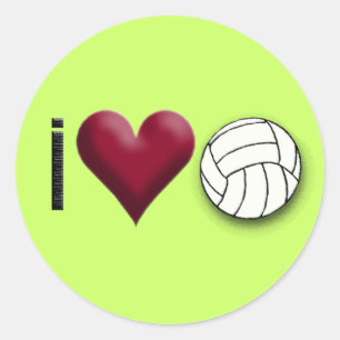 i Liebe Volleyball Runder Aufkleber