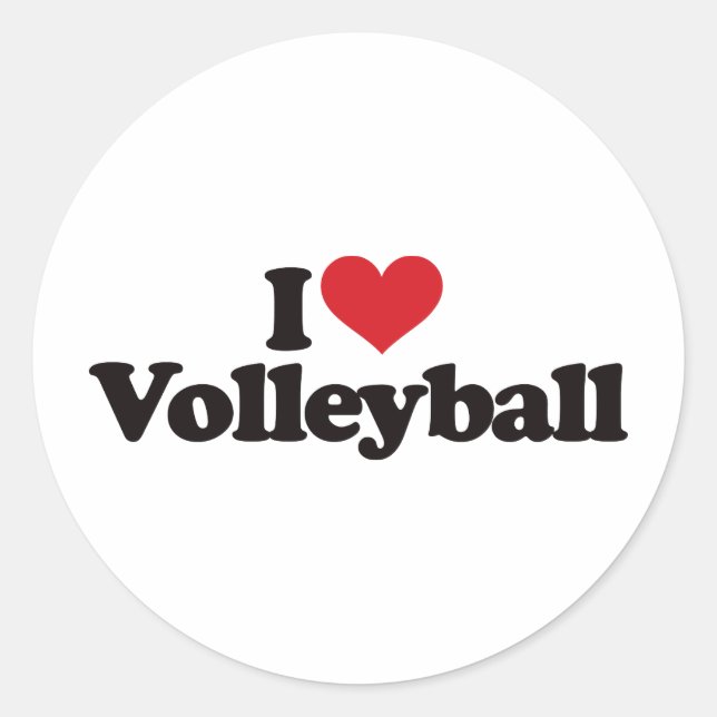 I Liebe Volleyball Runder Aufkleber (Vorderseite)