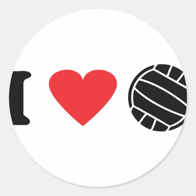 I Liebe Volleyball Runder Aufkleber (Vorderseite)