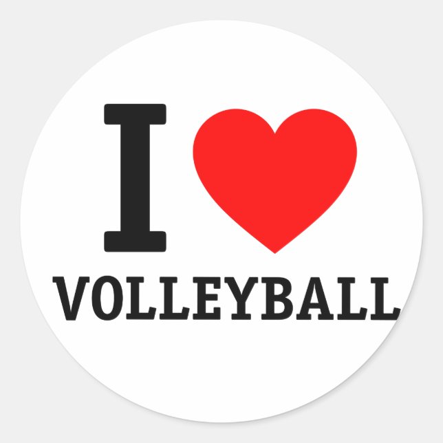 I Liebe Volleyball Runder Aufkleber (Vorderseite)