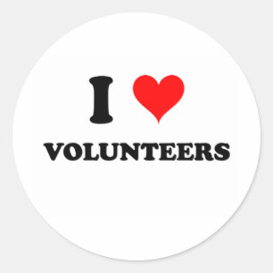 I Liebe Volunteers Runder Aufkleber
