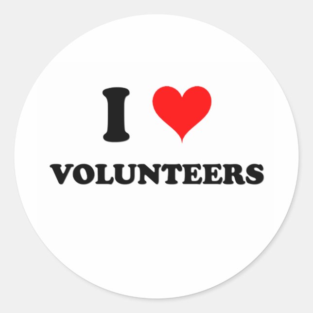 I Liebe Volunteers Runder Aufkleber (Vorderseite)