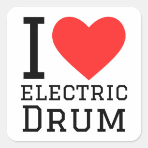 I Liebe von Elektrotrommel Quadratischer Aufkleber