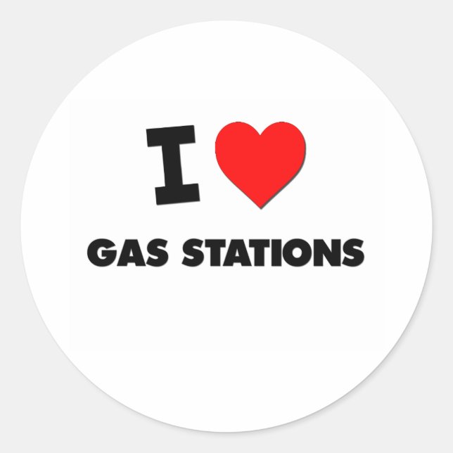 I Liebe von Gasstationen Runder Aufkleber (Vorderseite)