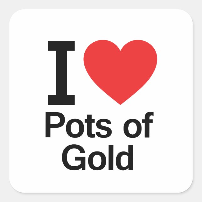 I. Liebe von Gold Quadratischer Aufkleber (Vorderseite)