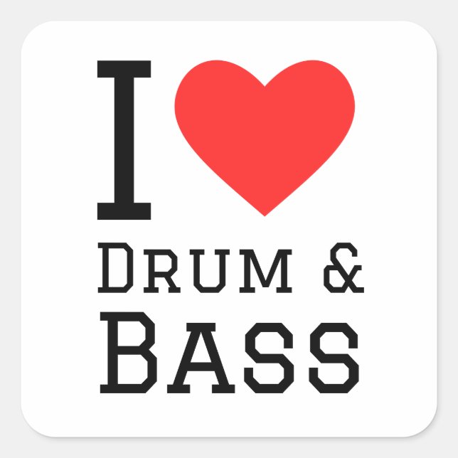 I Liebe von Trommel und Bass Quadratischer Aufkleber (Vorderseite)