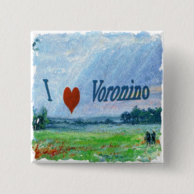 I Liebe Voronino (ein Dorf in Russland) Button (Vorderseite)