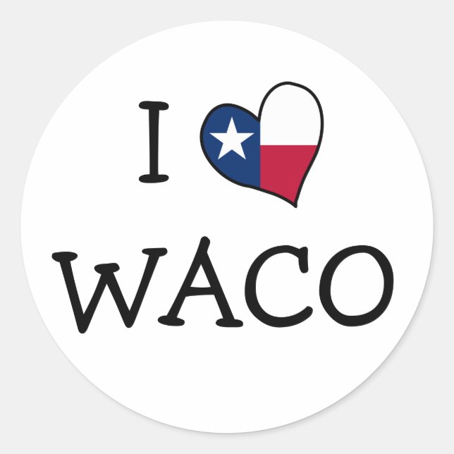 I Liebe Waco Runder Aufkleber (Vorderseite)