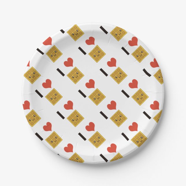 I Liebe-Waffeln Pappteller (Vorderseite)