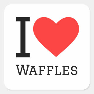 I Liebe Waffeln Quadratischer Aufkleber