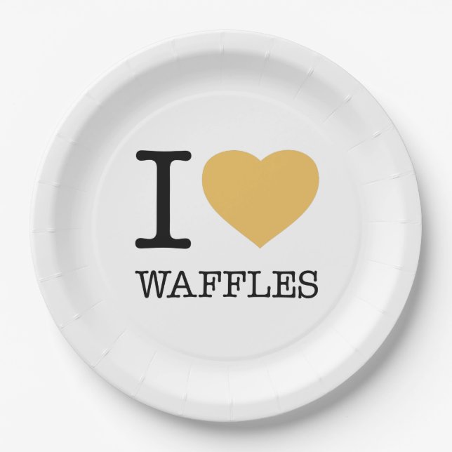 I LIEBE WAFFLES PAPPTELLER (Vorderseite)