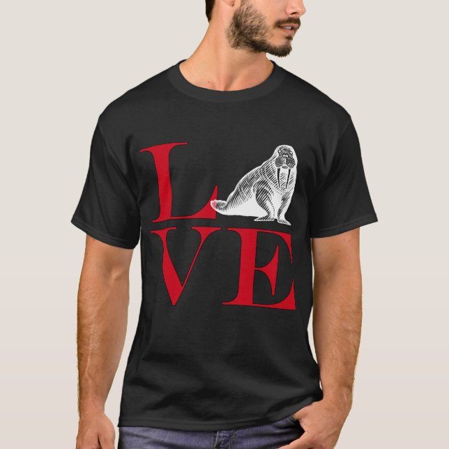 I Liebe-Walrosse - Dunkelheit farbiges T-Shirt (Vorderseite)