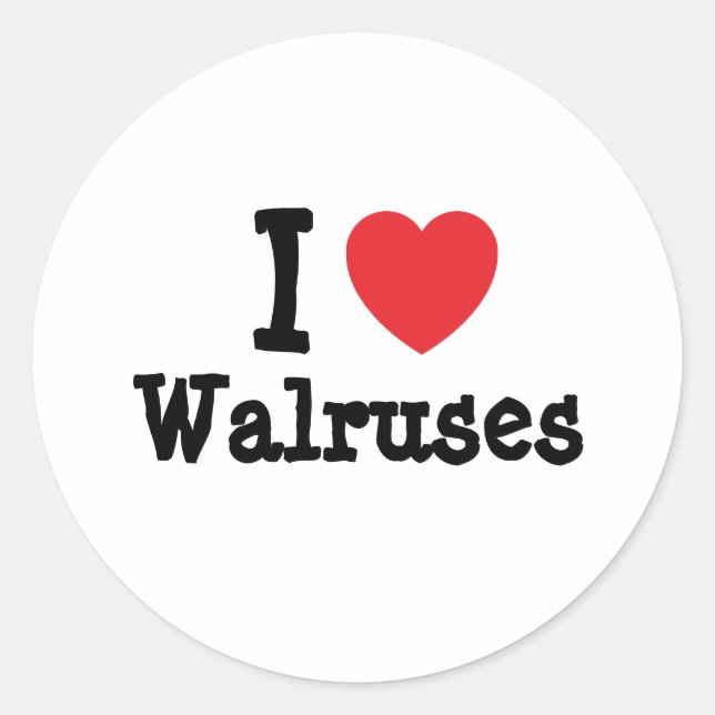 I Liebe Walruses Herz kundenspezifisch personalisi Runder Aufkleber (Vorderseite)