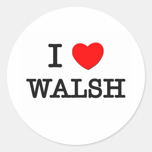 I Liebe Walsh Runder Aufkleber (Vorderseite)
