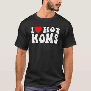 I Liebe Warme Mamas Retro Groovy Frauen Herz Liebe T-Shirt