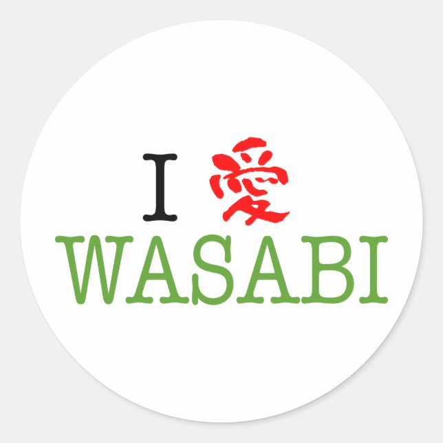 I Liebe Wasabi Runder Aufkleber (Vorderseite)