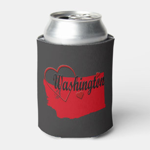 I Liebe Washington Hearts Map Dosenkühler