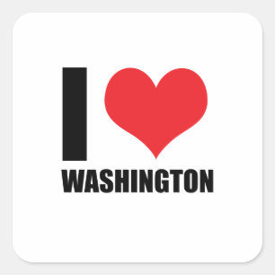 I Liebe Washington Quadratischer Aufkleber
