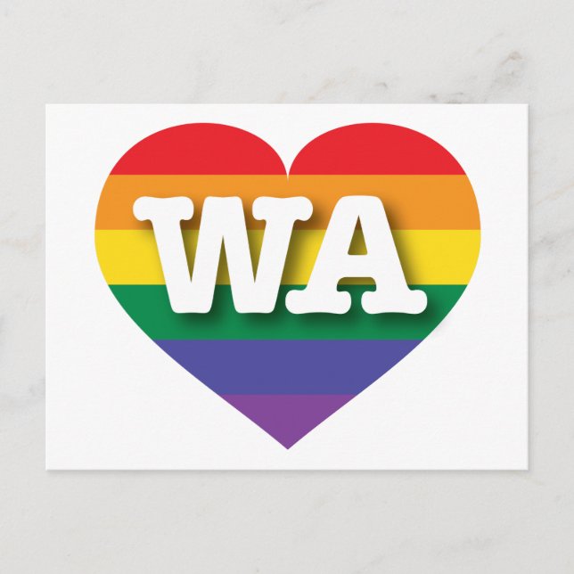 I Liebe Washington Staat Rainbow Heart Postkarte (Vorderseite)