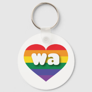 I Liebe Washington Staat Rainbow Heart Schlüsselanhänger