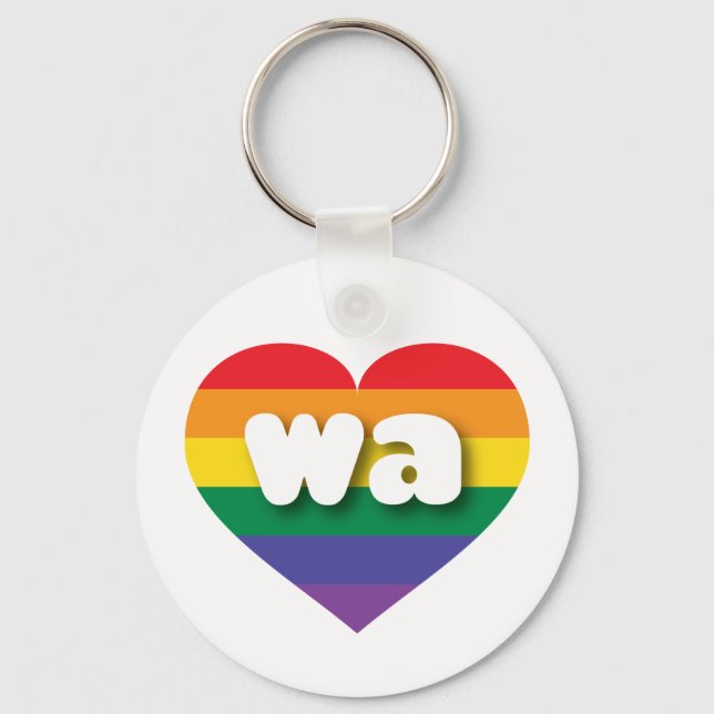 I Liebe Washington Staat Rainbow Heart Schlüsselanhänger (Vorderseite)
