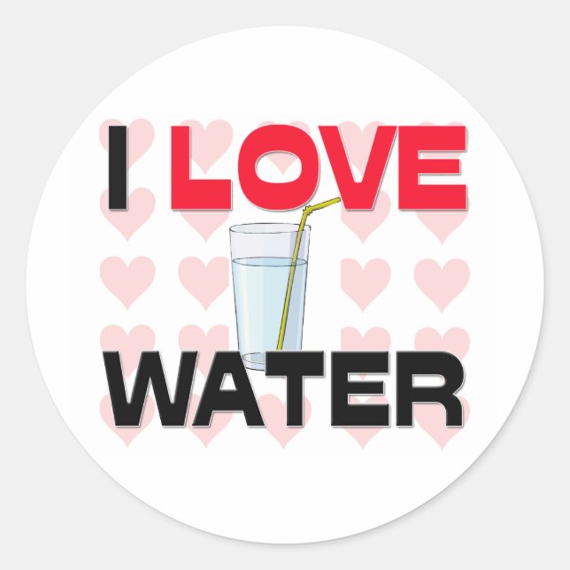 I Liebe Wasser Runder Aufkleber (Vorderseite)