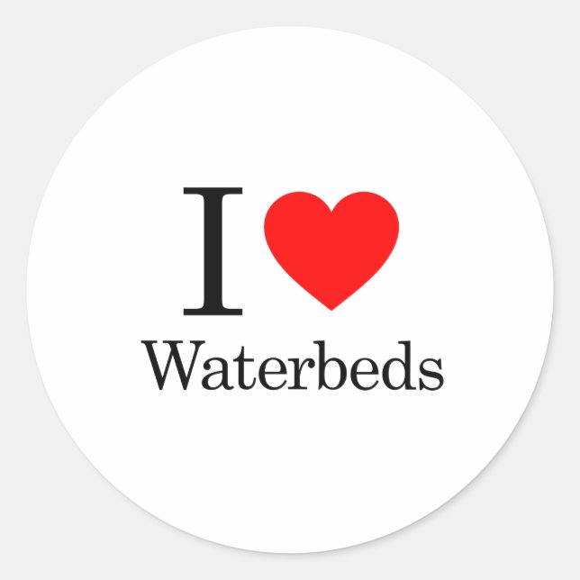 I Liebe Wasserbetten Runder Aufkleber (Vorderseite)